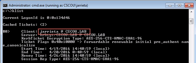 klist TGT principal