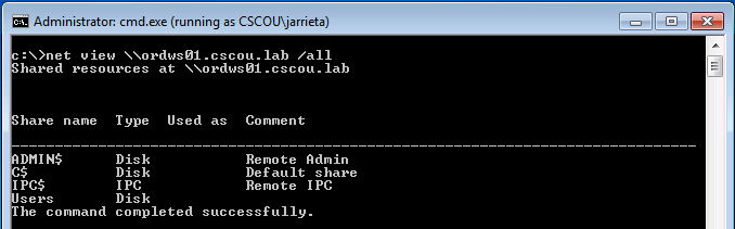 net view with kerberos