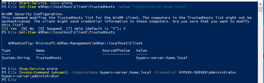 WinRM and hostname